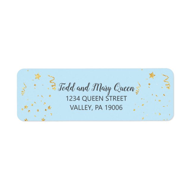 Gold Celebration on Blue Return Address Labels (Front)