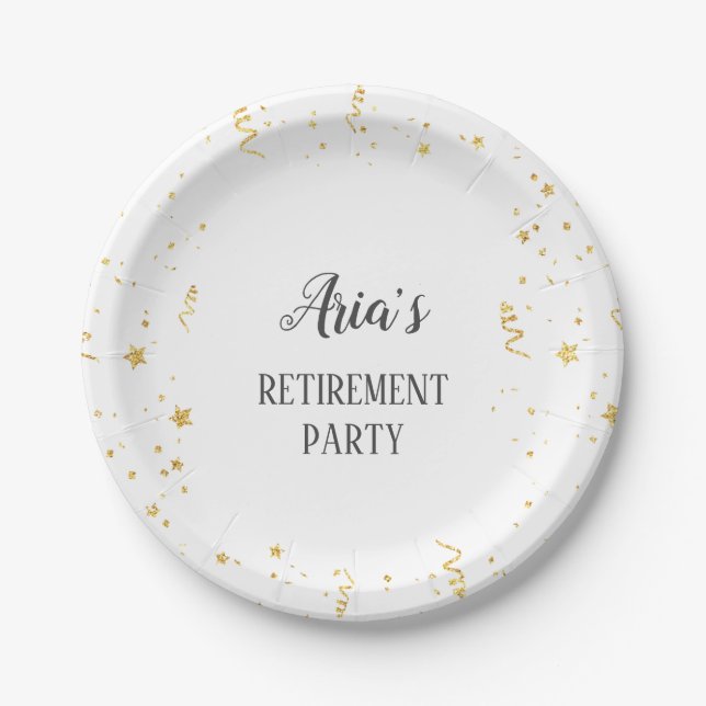 Gold Celebration Retirement Party Paper Plate (Front)