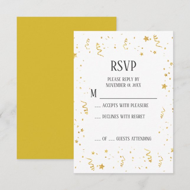 Gold Celebration Retirement Party RSVP Card (Front/Back)