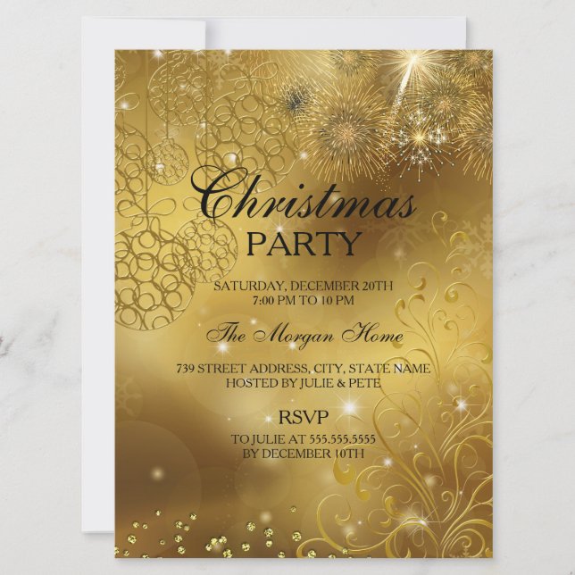 Gold Celebration Sparkle Noël Invitation de vacanc (Devant)