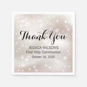 Gold Celestial Stars Thank You First Communion Napkin