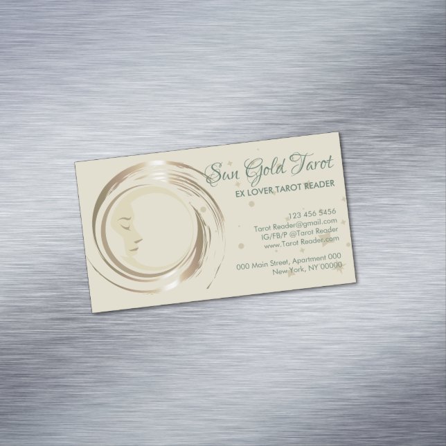 Gold Celestial Tarot Reader Magnetic Business Card (In Situ)