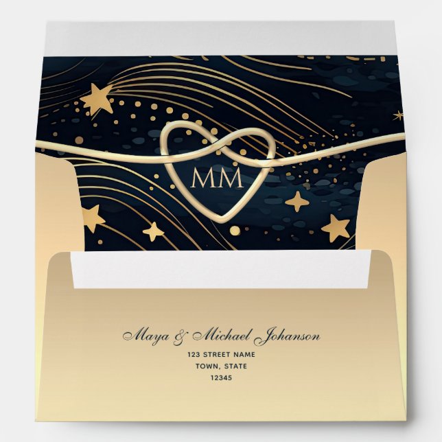 Gold Celestial Wedding Envelope (Back (Bottom))