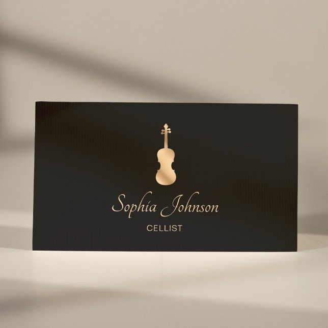 Gold Cello Elegant Script Business Card (Creator Uploaded)