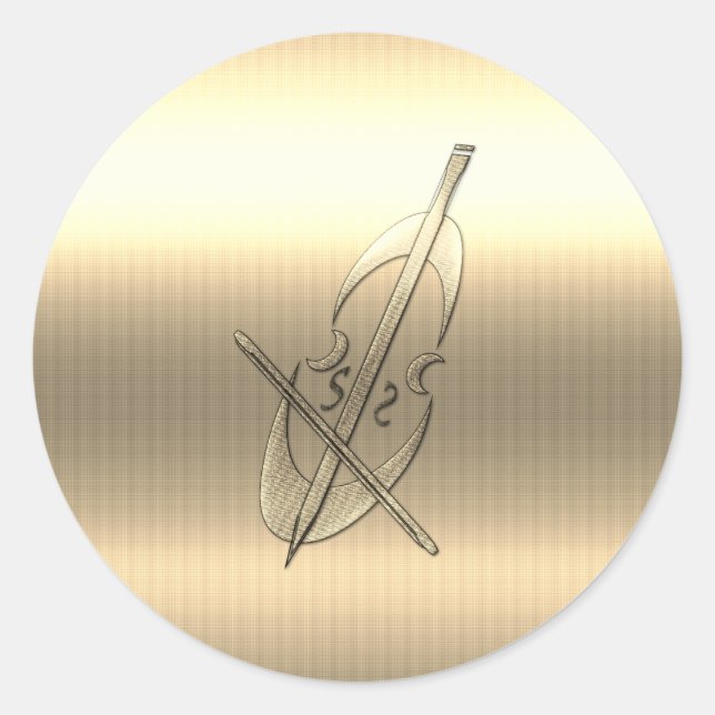Gold Cello Music Classic Round Sticker (Front)