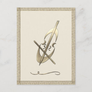 Gold Cello Music Musician Postcard