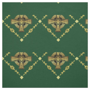 Gold Celtic cross/braided knot design cloth green