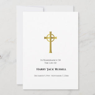 Gold Celtic Cross Memorial Card With Photo