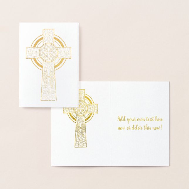 Gold Celtic Cross | Religious Foil Card (Display)