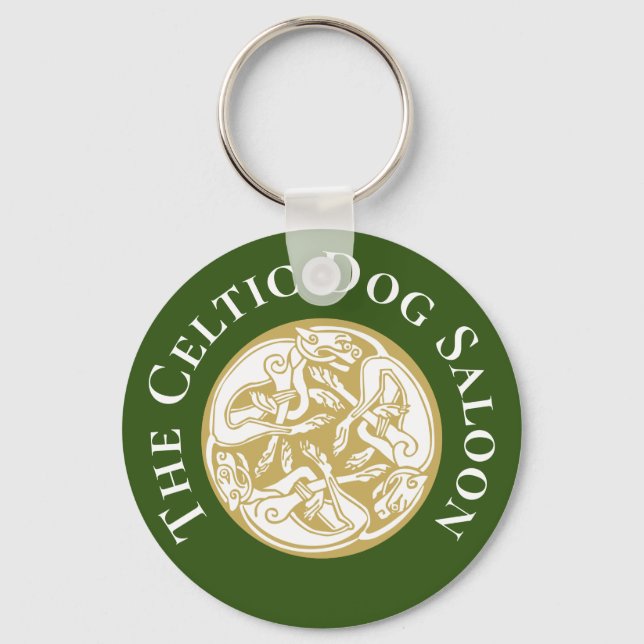 Gold Celtic Dog Trio Custom  Keychain (Front)