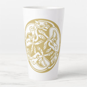 Gold Celtic Dog Trio  Latte Mug