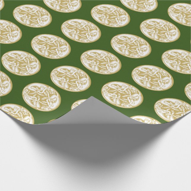 Gold Celtic Dog Trio Patten Wrapping Paper (Corner)