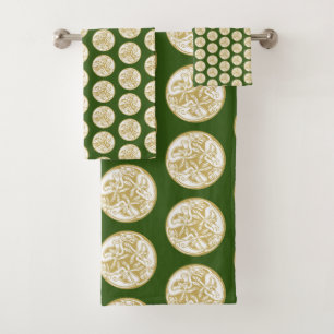 Gold Celtic Dog Trio Pattern  Bath Towel Set