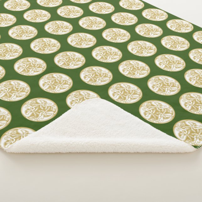 Gold Celtic Dog Trio Pattern  Sherpa Blanket (3/4)