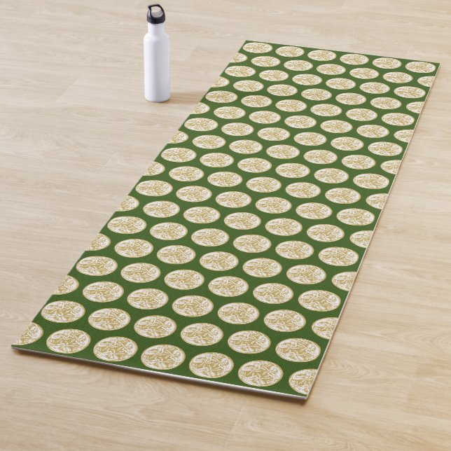 Gold Celtic Dog Trio Pattern  Yoga Mat (In Situ)