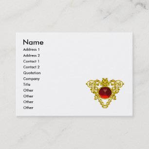 GOLD CELTIC HEART JEWEL,RED RUBY GEMSTONE White Business Card