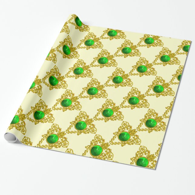 GOLD CELTIC HEART Saint Patrick's Day Wrapping Paper (Unrolled)