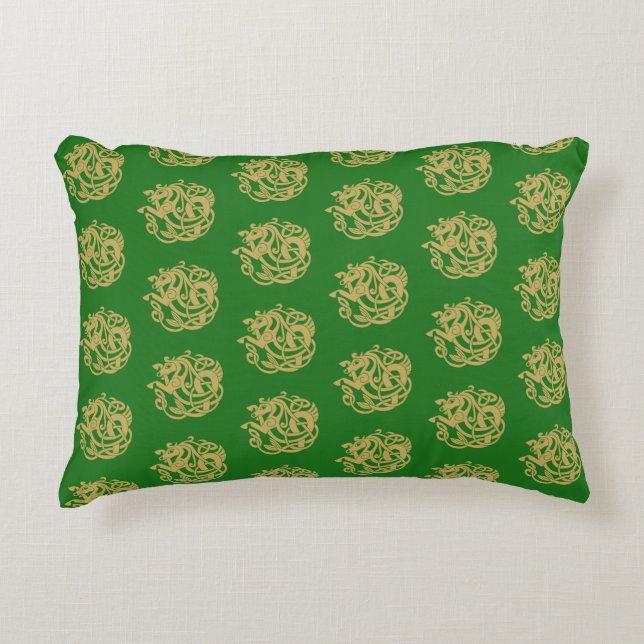 Gold Celtic Horse Pattern  Accent Pillow (Front)