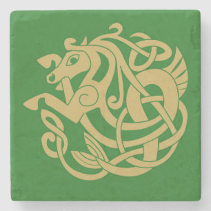 Gold Celtic Horse Pattern  Stone Coaster