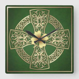 Gold Celtic  Irish Square Clock