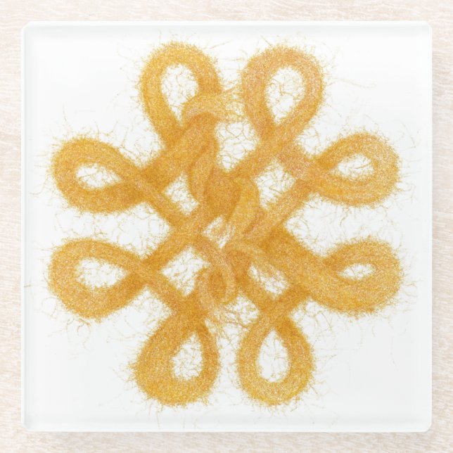 GOLD CELTIC KNOT Glass Coaster (Front)