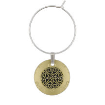 Gold Celtic Knot On Antique Gold Damask Wine Charm