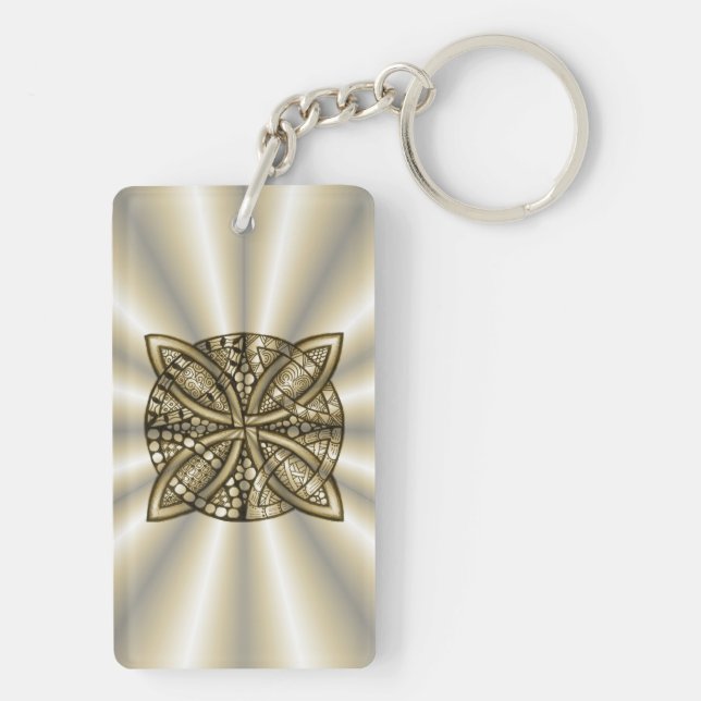 Gold Celtic Knot Original Art Design Keychain (Back)