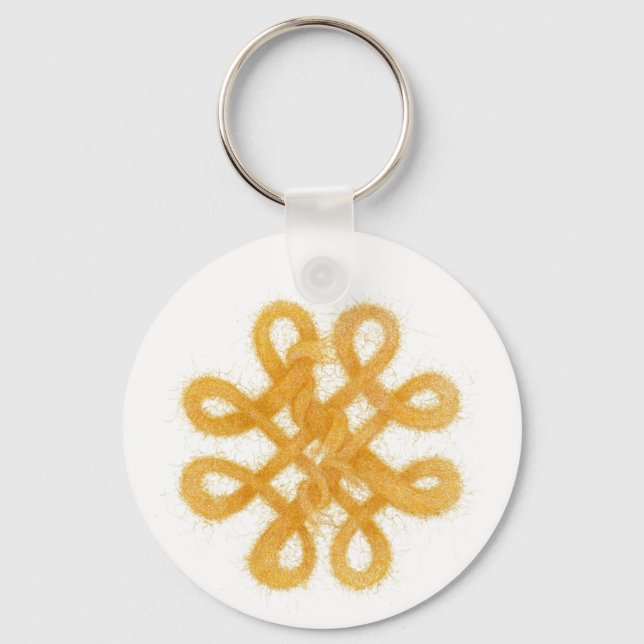 GOLD CELTIC KNOT Round Aluminum Keychain (Front)