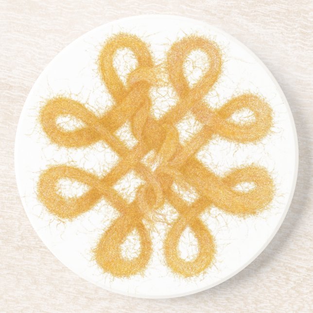 GOLD CELTIC KNOT Round Sandstone Coaster (Front)