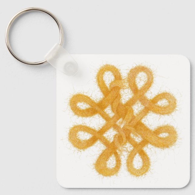 Gold Celtic Knot Square Aluminum Keychain (Front)