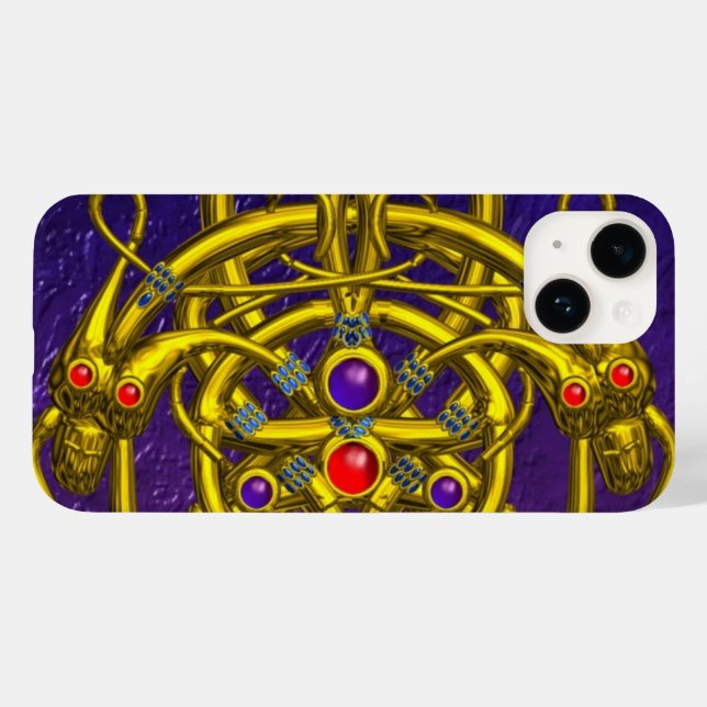 GOLD CELTIC KNOTS,TWIN DRAGONS,GEMSTONES Purple Case-Mate iPhone Case (Back (Horizontal))