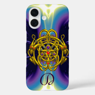 GOLD CELTIC KNOTS WITH TWIN DRAGONS MONOGRAM iPhone 16 CASE