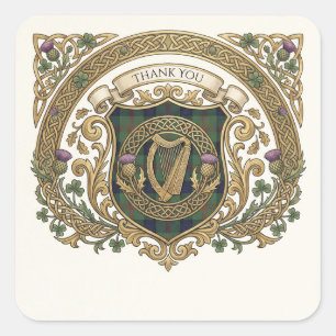 Gold Celtic Monogram Thank You Wedding Sticker