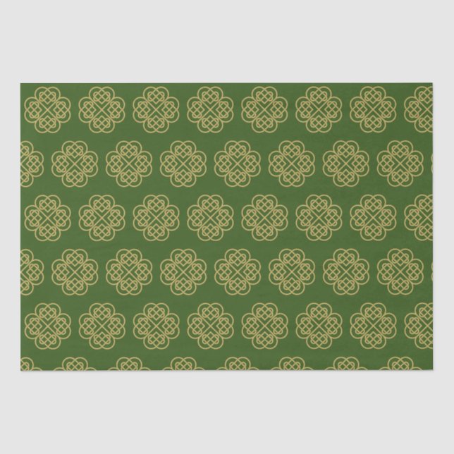 Gold Celtic Shamrock Pattern  Tissue Paper (Front)
