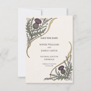 Gold Celtic Thistle Wedding Save The Date