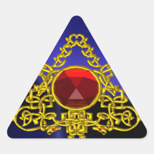 GOLD CELTIC TRIANGLE WITH RED RUBY TRIANGLE STICKER