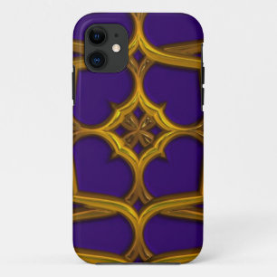 Gold Celtic Weave On Purple Background iPhone 11 Case