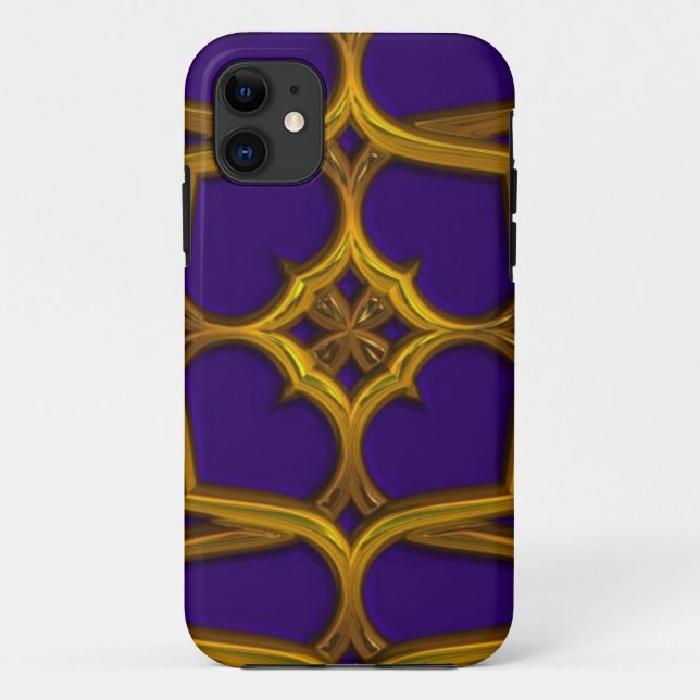 Gold Celtic Weave On Purple Background Case-Mate iPhone Case (Back)