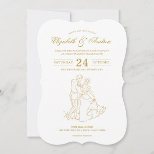 Gold Cendrillon fée Conte mariage invitations