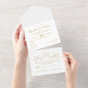 Gold Cendrillon fée Conte mariage invitations