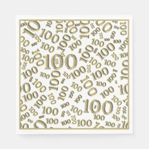 Gold Centennial Birthday 100 Number Pattern Napkin