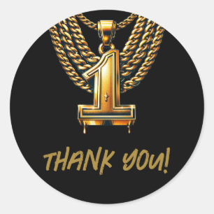 Gold Chain 1 Drip 1ST Birthday Party Classic Round Sticker