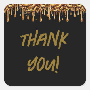 Gold Chain Drip Drippy Birthday Party Square Sticker