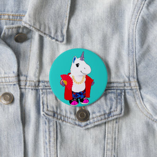 Gold Chain Shade Fan Unicorn 3 Inch Round Button