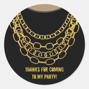 Gold Chains Black Hip Hop Dance Birthday Party Classic Round Sticker