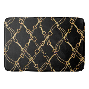 Gold Chains on Black Pretty Bath Mat