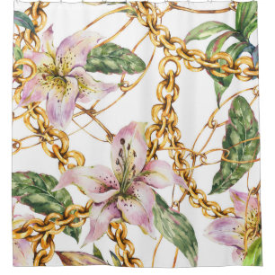 Gold Chains & Royal Lilies: Watercolor Elegance
