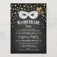 Gold Chalkboard Masquerade Ball Birthday Party