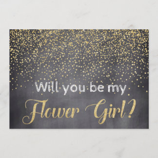Gold & Chalkboard Will you be My Flower Girl? Invitation