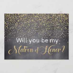 Gold & Chalkboard Will you be My Matron of Honour Invitation